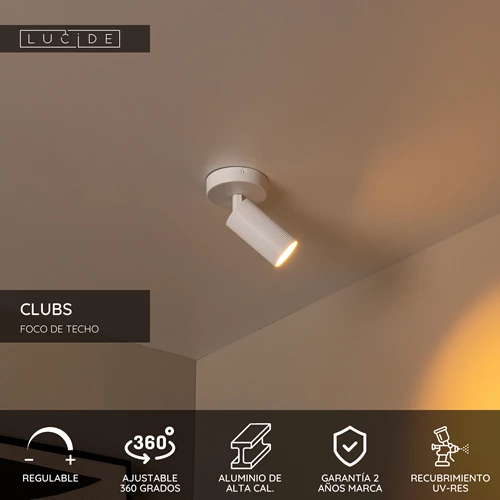 Lucide CLUBS - Foco de techo - 1xGU10 - Blanco - USP